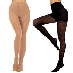 2 Pairs Compression Pantyhose for Women Shaping Black Tights 1015mmHg Support…