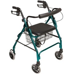 Lumex Walkabout Lite Rollator with Seat, Lightweight 14.5 lb.Walker, 6″ Wheels