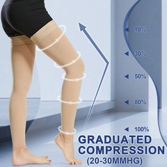 Thigh High Footless Compression Stockings & Sleeves with Silicone Band for Wo…