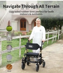 Folding Rollator Walker With Footrest Black Read Description