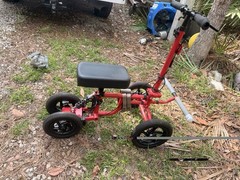 Lightweight Red/Black 4-Wheel Mobility Scooter with Seat and Handlebar