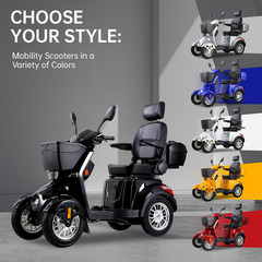 Heavy Duty 4-Wheel Electric Mobility Scooters for Seniors 31 Miles 3-Speed 800W