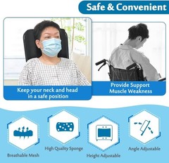 Wheelchair Headrest Neck Support Pillow – Medical Foam Positioner, Universal Fit