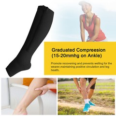 Zip Up Compression Socks High Leg Support Knee Slimming Stocking Open Toe Unisex