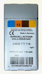 NEW Duracell Size 13 Activair PR48 P13 Hearing Aid Batteries (80 Batteries)