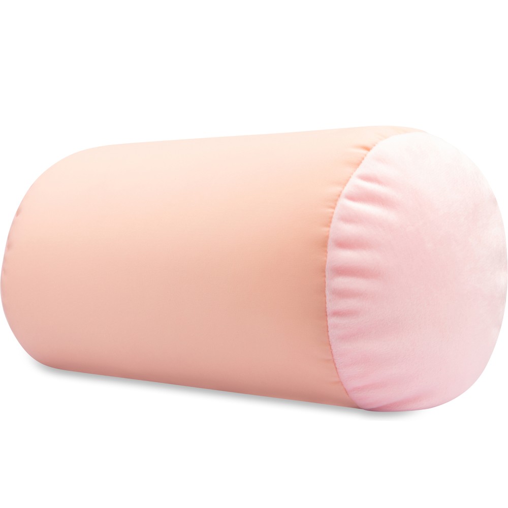 Microbead Bolster Neck Roll Pillow – Silky Feel, 14″ x 8″, Cream Peach