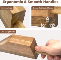 Mattress Lifter & Bed Maker Tool Set, Acacia Wood 2-Piece Lifting Tool .