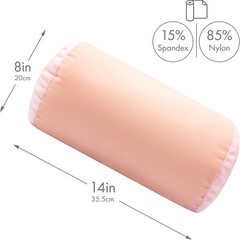 Microbead Bolster Neck Roll Pillow – Silky Feel, 14″ x 8″, Cream Peach