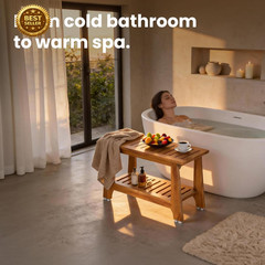 36″ Commercial Teak Shower Bench – 8 Non-Slip Leveling Feet & 350 Lbs Capacity |