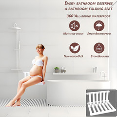 Bernkot 15″ Folding Shower Seat – Wall Mounted, 400Lb Capacity, White