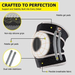 1 PCS Kids Knee Brace Osgood Schlatter Support Stabilizers XSmall Black/Gray