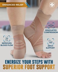 Copper Ankle Compression Sleeve for Pain Relief – Open-Toe Design – Medium Size