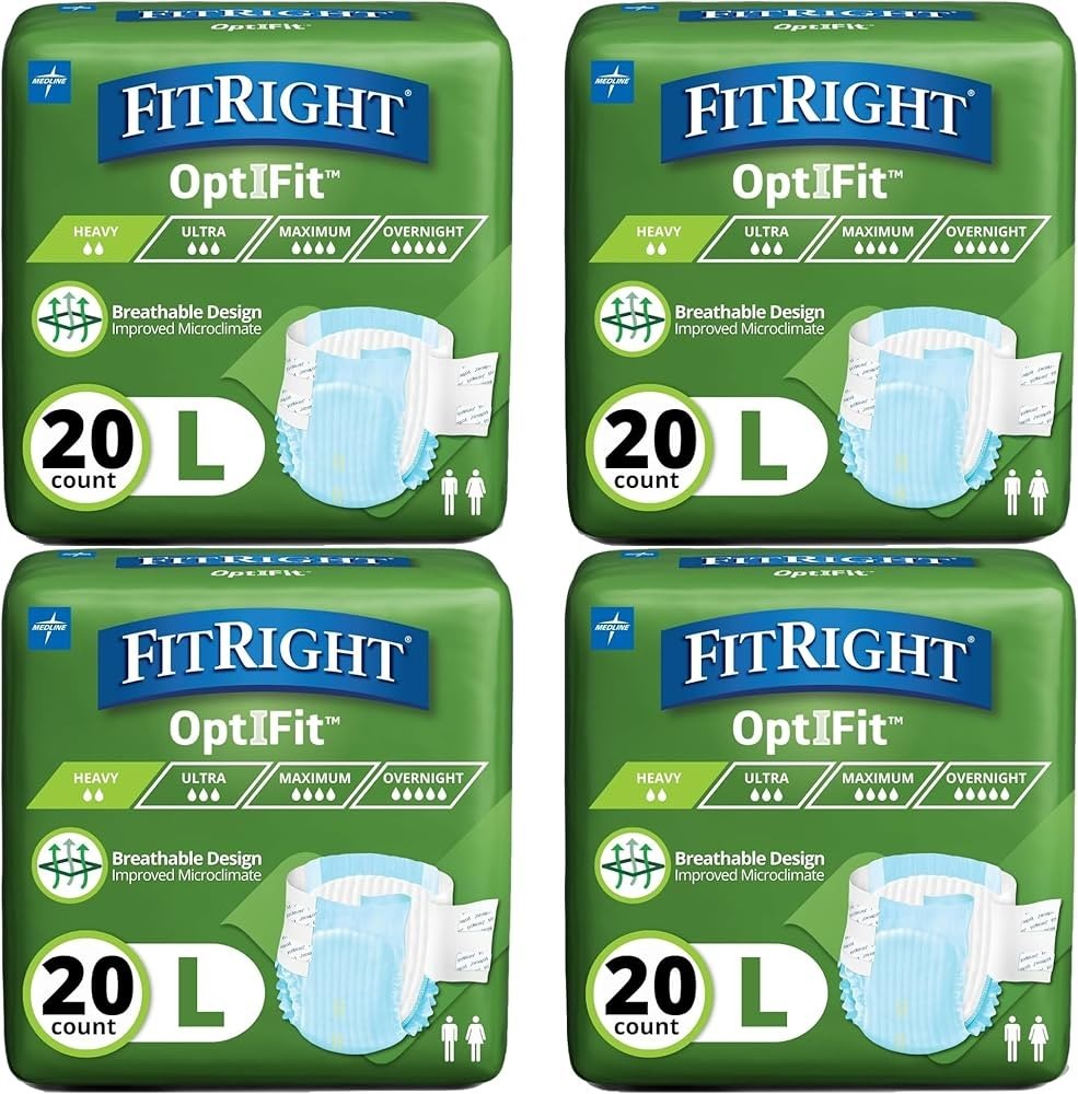 72ct FitRight OptiFit Adult Briefs Incontinence Diapers Large