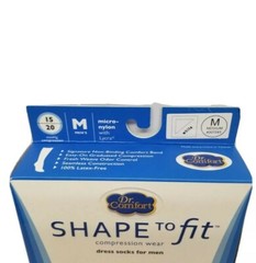 Dr Comfort Shape to Fit Compression Dress Socks Mens MEDIUM 15-20 mmHg WHITE