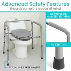 3-in-1 Bariatric Commode Chair – 500 lb Capacity, Portable Folding Toilet, Adjus