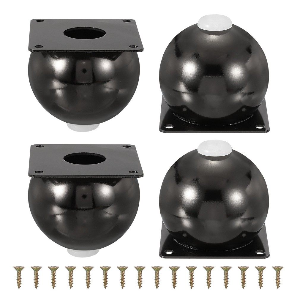 4 Pack Round Metal Furniture Legs for Dresser, and Sofa(3.15″, Gun Black)