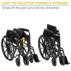 Foldable Manual Wheelchair w/Flip Back Armrest Swing Away Footrest Drive Medical