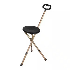 Foldable Cane Chair Seat Folding Portable Stool Lightweight Adjustable Height