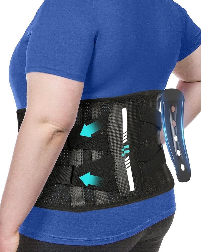 Fitomo Back Brace for Lower Pain Relief, Carbon Fiber XXX-Large, Black