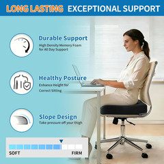 Extra Thick Large Seat Cushion -19 X 17.5 X 4 Inch Gel Memory Foam Cushion with