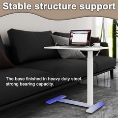 26″ Overbed Table with Hidden Wheels Pneumatic Adjustable End Table