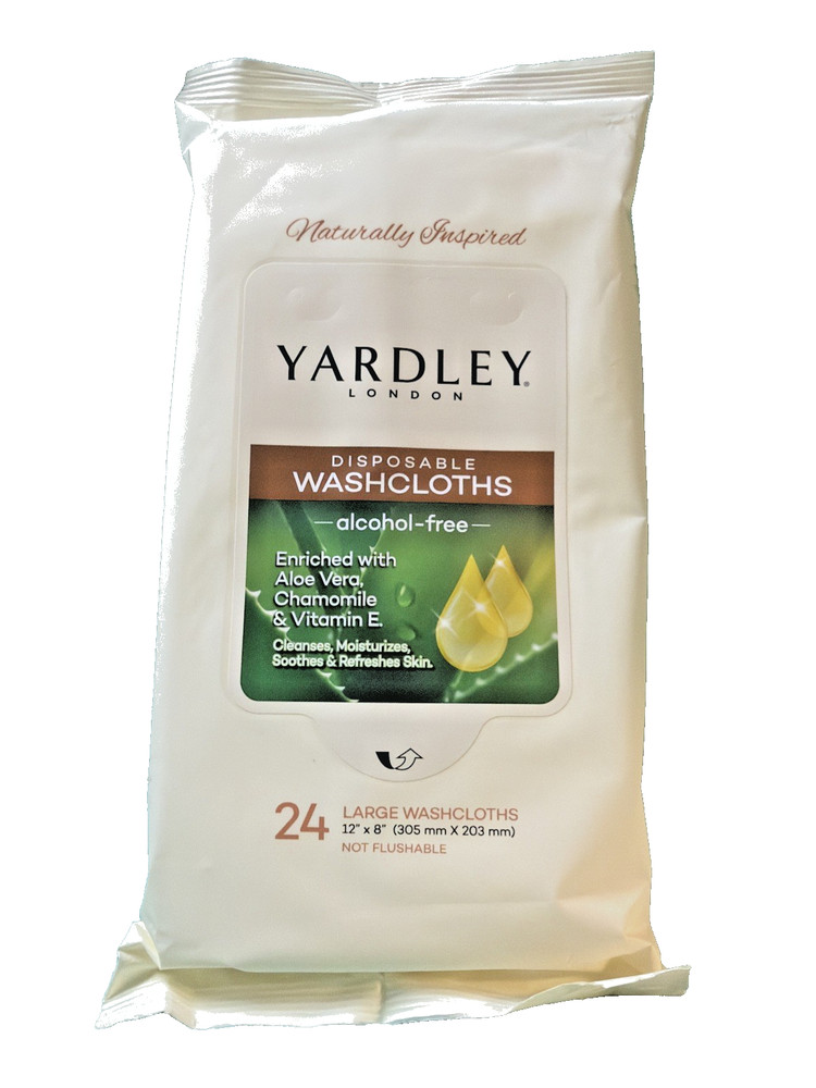 240 YARDLEY LONDON Disposable Washcloths Moisturiizing 10 Packs 24 Cloths Ec Pk