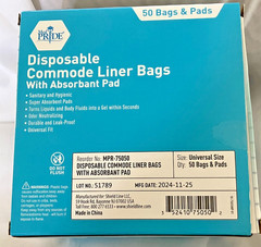BRAND NEW MedPRIDE Disposable Commode Liner Bags, Pack of 50, Odor Neutralizing
