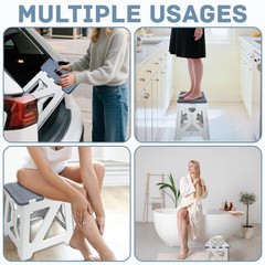 Chirpartti Folding Shower Chair for 13.4″ (L) × 11″ (W) × 15.7″ (H), Blue
