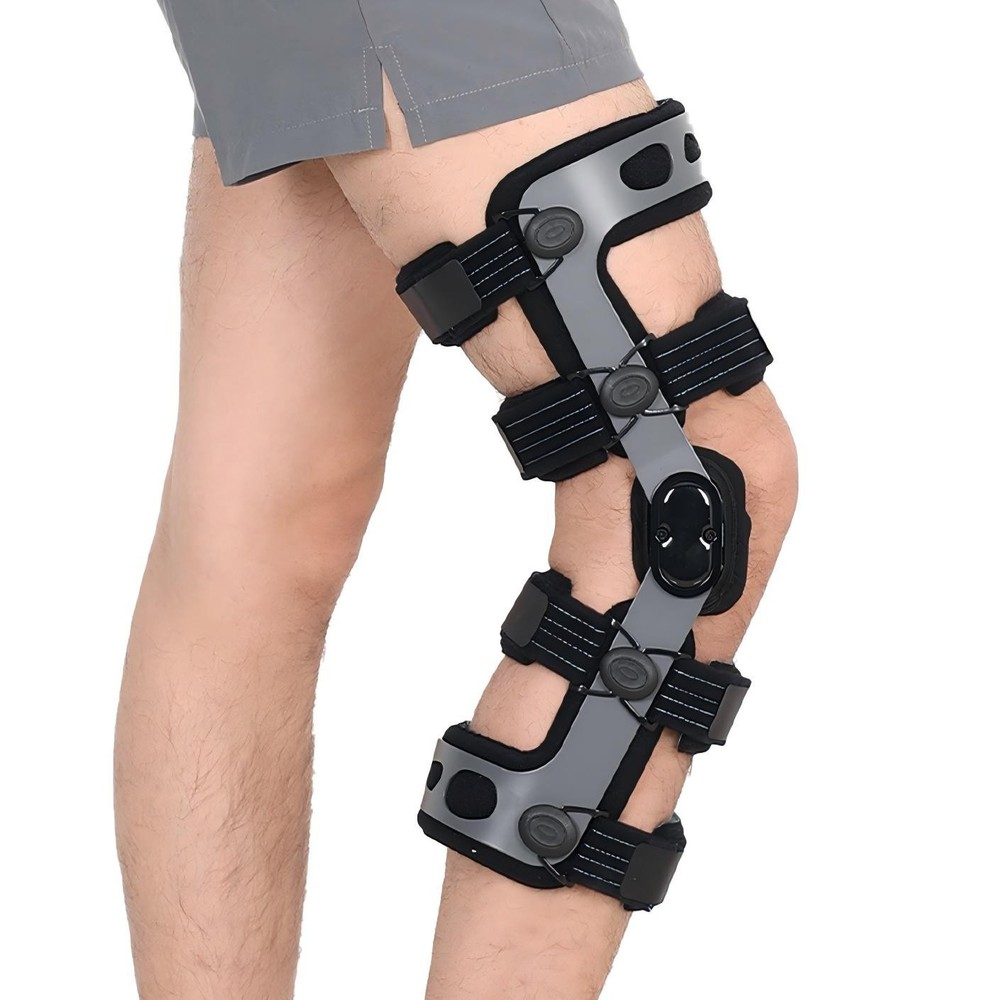Double hinged ACL postoperative rehabilitation knee brace for Men & Women