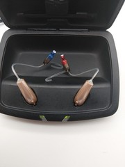 Starkey Livio 2400 Rechargeable Hearing Aid with Charging Case Rose Gold Pair