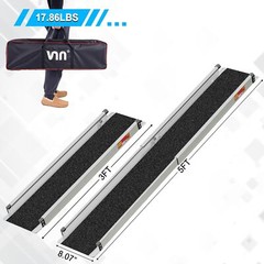 VNN Portable Telescopic Aluminum Alloy Wheelchair Ramp 3-5Ft Mobility Ramp 600Lb