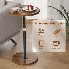 Asgolion Round Small Side Table Adjustable-Height Drink Table Pedestal Martini