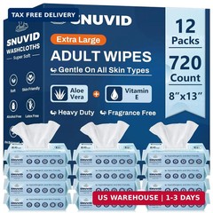 Adult Wipes for Elderly – 720 Count Extra Large 8″x13″ Disposable Washcloths Rin