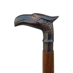 Antique Brass Handle Brown Wooden Walking Stick Cane Style Handmade Gift