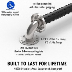16 inches Bath Safety Grab Bar with Soft Anti-Slip Grips, ADA 500lbs Loading Cap