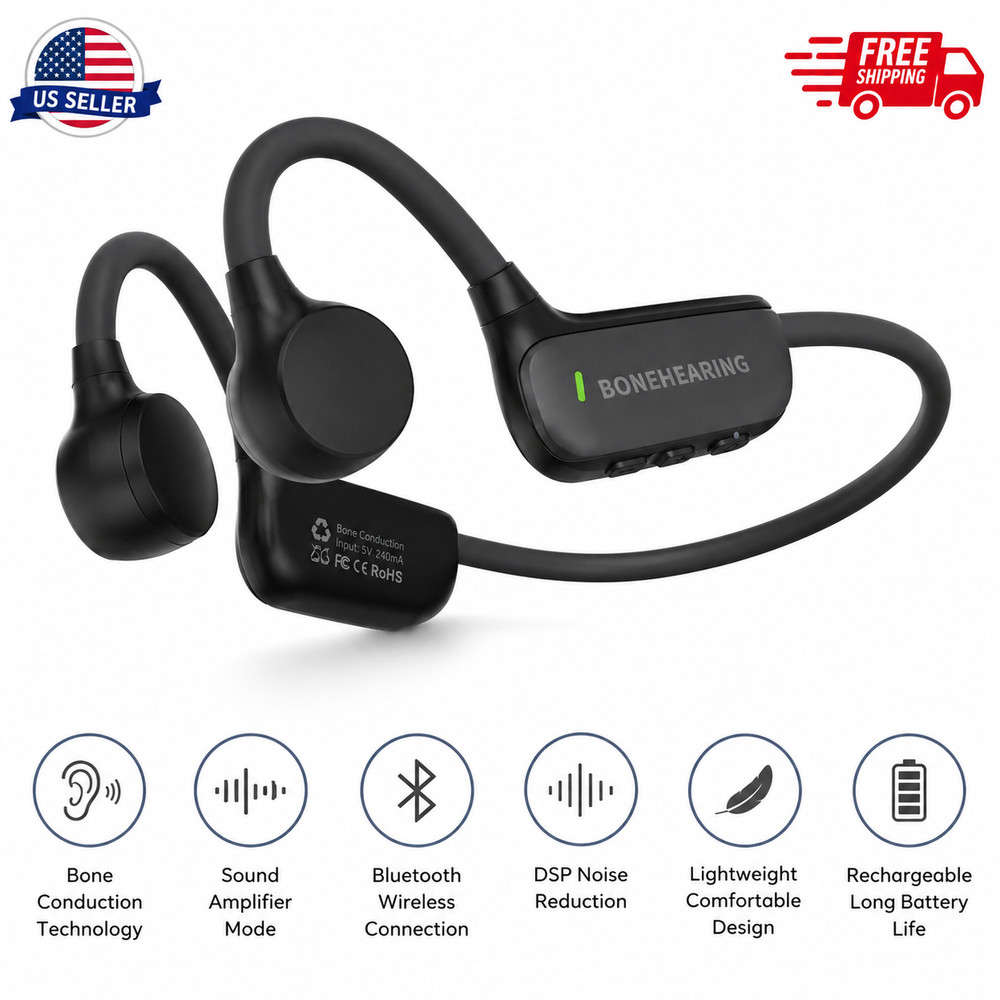 Bone Conduction Hearing Amplifier Bluetooth Open Ear Wireless Headphones