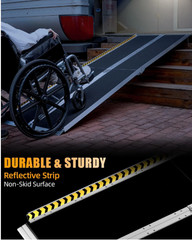 7FT Folding Wheelchair Ramp Aluminum Non-Slip 600lb Portable Threshold