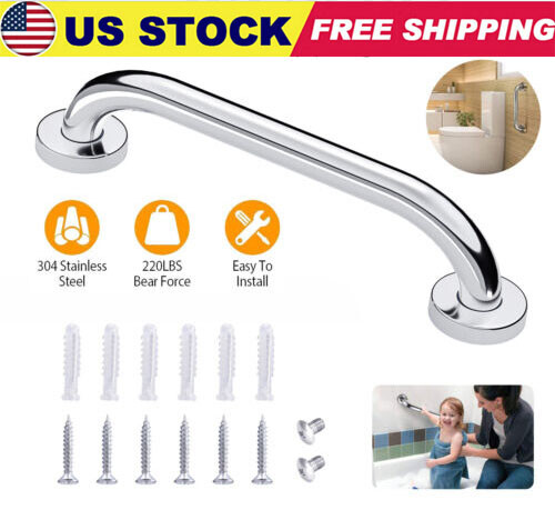 Stainless Steel Grab Bar Bathroom Safety Handicap Shower Tub Handle Support 12in