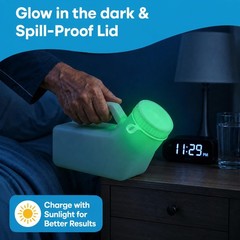 Glow in the Dark Urinals for Men – 2 Pack, 32oz Spill Proof Portable Bedpan Bott