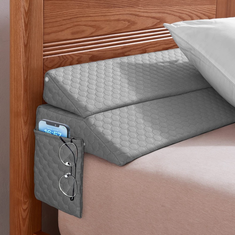 EUHAMS Queen Size Bed Wedge Pillow – Queen(10 in x6 x60 in-Big), Grey