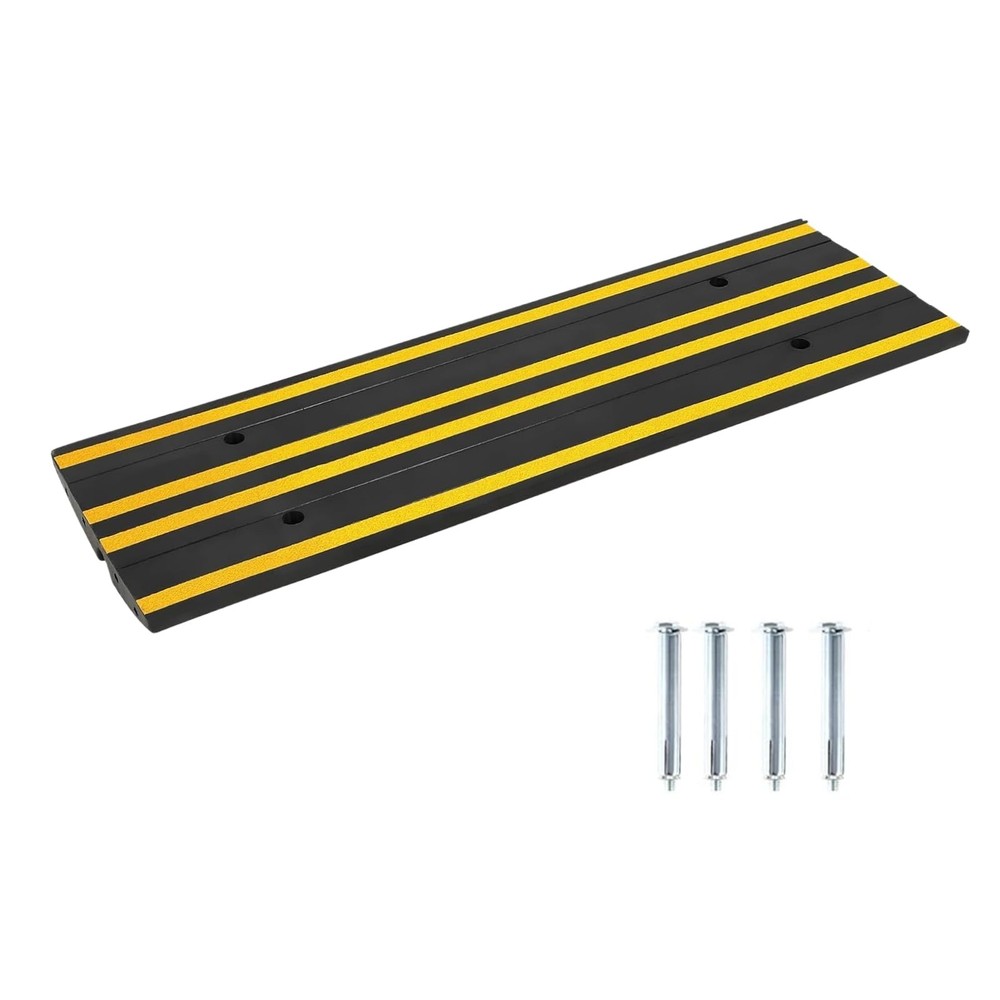 1/3 Pack 48″ Driveway Ramp Curb Rubber Threshold Ramp 33000 LBS Load 2.6 In Rise