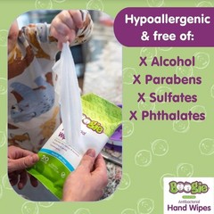 Boogie Antibacterial Hand Wipes 100pk, Aloe, Alcohol-Free, Hypoallergenic