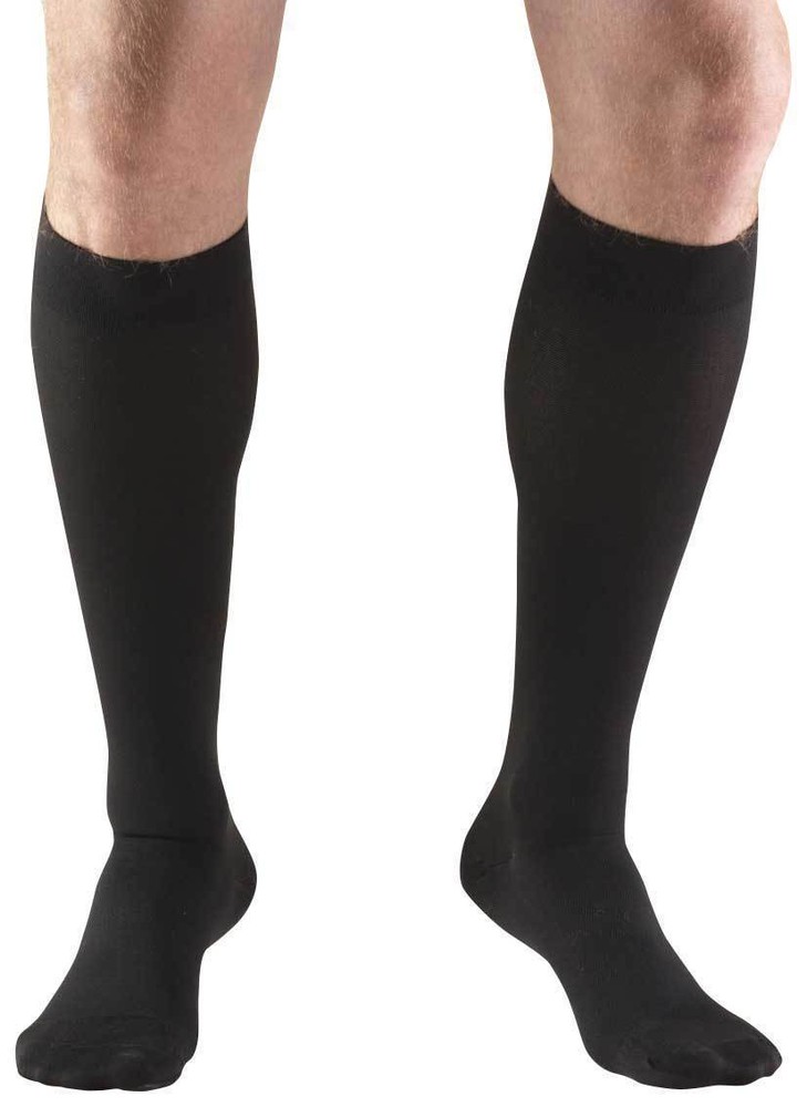 Truform 20-30 mmHg Below Knee Soft Top Compression Stockings Closed Toe Black