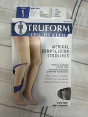 Truform 20-30 mmHg Thigh High Compression Hose Black XL Closed Toe Silicone Top