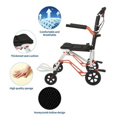 Ultra Lightweight Elderly Transport Wheelchair Portable Folding Transport Chair