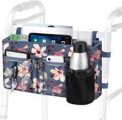 Large Walker Tote Bag Folding Walker Attachment Hands-Free Storage Basket Pouch