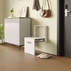 Wall Mounted Folding Stool Space Saving Entryway Stool Shower Seat Chairs White