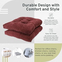 Chair Cushions for Dining Chairs – Memory Foam Chair Set of 2 Burgundy Red