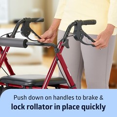 Medline Lightweight Rollator 6″ Wheels 250lb Capacity Aluminum Folding Walker Re
