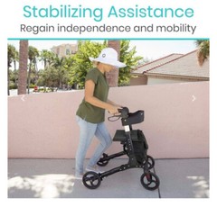 FOLDABLE TALL ROLLATOR SERIES T, 35″-40″, ALUMINUM, 300LBS, BLUE FDA VIVE HEALTH